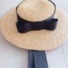 Chapéu de Palha de Verão Menina Vintage Lori Princess Lace Strap Bonito Top Flat Top para Crianças Chapéu de Palha Estilo Coreano Top Hat