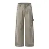 Pantalones de trabajo rectos punk retro desgastados para hombre, marca de moda con diseño plisado y efecto salpicadura de pintura, pantalones anchos holgados
