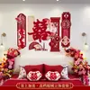 Decorações de Celebração de Casamento para o Quarto dos Noivos, Nova Casa, Sala de Estar, Guirlanda de Palavras Felizes de Veludo, Parede de Fundo, Conjunto de Decoração para Quarto de Casamento