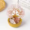 Base de posavasos de árbol de cristal natural, árbol de la fortuna con virutas de cristal amarillo, árbol del dinero, decoración de fortuna para el hogar y la oficina, venta al por mayor