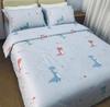 Lençol e Capa de Edredom em Tecido Sarja 100% Algodão, Roupa de Cama Infantil de Algodão com Desenhos, Lençol e Capa de Edredom com Desenhos