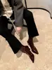 Nuevas botas de tacón alto adelgazantes 2025, tacones de aguja simples, punta fina, charol, botas tipo calcetín elásticas, botines para mujer