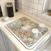 Tapete Drenante de Terra de Diatomáceas Retro Americano Mais Vendido Transfronteiriço, Tapete Secador para Máquina de Café e Louças, Tapete de Isolamento Térmico Resistente a Manchas Atacado