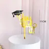 Novo Cartão de Inserção para Decoração de Bolo da Temporada de Formatura Transfronteiriça Chapéu de Formando Acrílico Decoração de Bolo de Aniversário para Festa de Formatura