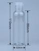 Botella de plástico transparente PET de 50 ml con tapa redonda y cierre hermético para productos químicos diarios, subenvasada, botella de desinfectante de manos con alcohol de 100 ml.