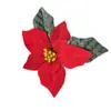 Cadena de Luces LED de Colores Accesorios Flor de Navidad Flor Artificial Colgante de Luz Decorativa Flor Hoja Verde Flor de Navidad de 4 Capas Flor de Pascua
