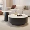 Mesa de centro redonda minimalista em ardósia para sala de estar, adequada para apartamentos pequenos, moderna e simples, luxo leve, sensação de alta qualidade, novo modelo 2006