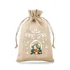 Sacos de Juta com Cordão de Natal Sacos para Festas de Fim de Ano Sacos de Embalagem com Cordão Sacos de Armazenamento de Imitação de Linho para Doces Infantis
