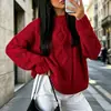 Sitio web independiente transfronterizo europeo y americano otoño e invierno nuevo color sólido holgado casual cuello redondo jersey tejido de punto trenzado para mujer