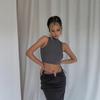 Sexy Moda Spice Girl Chaleco Pequeño de Cuello Alto Cintura Ceñida Pecho Expuesto Ropa Exterior Spice Girl Top Corto Elástico Color Sólido Simple Versátil