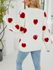 Blusas para Mujer con Corazón Irregular Tridimensional de Cuello Redondo, Suéter de Punto Pullover Estilo Perezoso para Abrigo, Diseño de Corazón para el Día de San Valentín