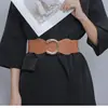 Retro elástica ferradura fivela cintura selo camisa de vestido das mulheres all-match cinto decorativo moda feminina cinto de cintura larga