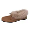 Zapatos de Vestir Planos sin Cordones para Mujer con Punta Almendrada, Adorno de Lazo Adelgazante, Boca Baja, Estilo Dulce Nuevo, Zapatos de Algodón Cálidos y Peludos 2026