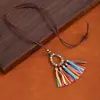 Estilo Étnico Tribal Bohemio Pendientes Largos con Borlas Accesorios para Fotografía de Vacaciones y Viajes Colgante de Flor Collar Retro
