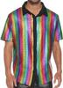 Camisa Formal para Hombre 2025 Camisa Lentejuelas Abotonada Fiesta Disco Años 70 Disfraz Cosplay Xuanzi