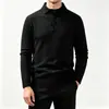 Ropa de otoño e invierno para hombre de importación, suéter con cuello POLO, camisa base de color liso a la moda, camisa de punto con cuello de solapa casual de negocios para hombre