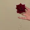 ¡Musa rosa! Horquilla con borla rosa estilo hada para mujer, pinza lateral para cheongsam, accesorio para el cabello playero, adorno para el cabello para mujer