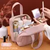 Bolsa de Maquillaje de Mano Texturizada Lujo Ligero para Mujeres, para Ir al Trabajo, Bolsa Portátil para Retoques, Bolsa de Gran Capacidad para Almacenamiento y Organización de Productos de Cuidado de la Piel