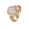 Anillo de Ópalo de Estilo Europeo y Americano de Venta Caliente Transfronterizo, Trabajo Pesado, Incrustado con Diamantes Brillantes, Anillo de Cadena, Soporte para Anillo, Anillo para Dedo