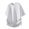 Camiseta Lisa Masculina Ombro Caído Peso Pesado Algodão Puro Manga Curta Verão Nova Masculina Solta Meia Manga Estilo Hong Kong Top