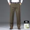Pantalones de algodón puro transfronterizos de cintura alta y tiro profundo para hombres de mediana edad y ancianos, nuevos para otoño e invierno 2026, rectos, casuales, holgados, pantalones de traje para hombres