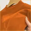 Camiseta Térmica Masculina de Manga Longa, Gola Meio Alta, Forrada com Fleece em Ambos os Lados, Tendência de Inverno com Elasticidade