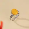 Yuebao Joias Cera de Abelha Prata de Lei S925 Vajra Pilão Superfície de Ovo Zakiram Sachê Design Abridor Anel de Prata