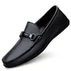 Zapatos de piel de marca de alta gama, zapatos casuales de piel para hombre sin cordones, mocasines de piel de vaca genuina para negocios, piel suave, suela suave