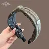 Diadema Ancha de Nudo de Tweed con Purpurina Fina Verde de Gama Alta para Mujer 2026 Nuevo Otoño Invierno Lujo Ligero Pinza para el Cabello Diadema Antideslizante Accesorio para el Cabello
