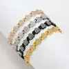 Pulseira Magnética Popular Europeia e Americana Transfronteiriça, Coração de Pêssego Fashion e Luxuoso Cheio de Diamantes, Pulseira Magnética de Liga de Uma Fileira para Casal