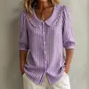 2026 Camisa de Verano para Mujer de Estilo Nuevo, Manga Media, Holgada, Cuello en V, Nicho Transfronterizo Europeo y Americano para el Viaje Diario