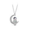 Collar de astronauta con cielo estrellado para mujer, cadena para clavícula de plata de ley, par para pareja, diseño de nicho de lujo ligero, nueva moda 2020