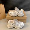 Primavera 2025 Nuevo Zapatos Torre para Mujer Suela Gruesa Combinable Ligero Súper Popular Zapatos Deportivos Casuales Malla Transpirable Zapatos para Correr