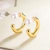 Pendientes de perla de anillo liso con forma de arco en C para mujer 2024 populares moda únicos estilo coreano mismo estilo que el blogger de la puerta Dongda