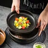 Plato de arroz redondo plato para arroz nórdico comida occidental bistec plato hondo para platos fríos una persona cerámica ensaladera plato hondo plato de sushi comercial japonés