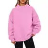 Moletom de cor sólida com gola alta meia para mulheres, estilo europeu e americano, modelagem solta com ombros caídos, blusa de manga comprida casual para outono e inverno