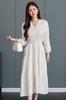 Estilo Étnico Tecido Tie-Dye Vestido Base Branco Vestido Midi Feminino Atacado