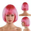Peluca Transfronteriza para Mujer de Pelo Corto que No Necesita Esperar a que se Fije, Peluca de Cabeza Completa con Flequillo, Estilo Bobo Colorido, Venta al por Mayor de Pelucas Estudiantiles de Halloween