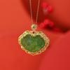 Yilu Prata S925 Prata Esterlina Banhado A Ouro Hetian Jade Jaspe Retro Luz Flor de Luxo Oco Xiangyun Ruyi Pingente Pingente