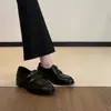 Novos Mocas Slip-On Retro com Velcro 2026 para Mulheres, Sapatos Versáteis de Couro com Salto Bloco, Estilo Francês e Britânico