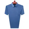 Camiseta de Manga Curta para Homens de Meia-Idade e Idosos Verão Listrada Solta Algodão Masculino Bolso Camisa Polo de Meia-Manga Top Masculino 2025