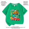 Roupas temáticas de Carros de fronteira, camiseta infantil de manga curta para meninos, camiseta de corrida do Relâmpago McQueen de verão para meninos