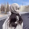 Gorro de Lana Tejido para Otoño e Invierno para Mujer con Borde Enrollado y Cordón, Circunferencia de Cabeza Grande, Cara Pequeña, Gorro Versátil de Felpa Estilo Coreano
