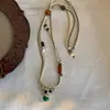 Colar de Contas Pedra Avelã Moda Nicho Retrô High-End Corrente de Clavícula de Contas de Madeira