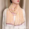 Nuevo Pañuelo Largo de Seda con Lunares Simples, Versátil Pañuelo Delgado de Gasa de Seda para Todas las Estaciones, Cálido para Protección Solar y del Cuello, Pañuelo para Mujer