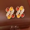 Collar Ovalado Vintage de Resina Tachonado con Diamantes, Cadena para Clavícula de Lujo Ligero de Nicho, Conjunto de Joyería Personalizado de Alta Gama