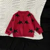 Cardigã de Tricô com Gola Redonda para Bebê Menino Primavera e Outono Suéter com Zíper Jacquard de Estrela de Cinco Pontas para Recém-Nascido Jaqueta Casual Infantil