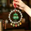 Colgante para Coche del Dios de la Riqueza de Cinco Caminos de Hangzhou con Ábaco de Colores y Candado, Colgante para Coche que Atrae la Riqueza
