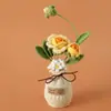 Vaso de Rosa Crochê Artesanal de Lã Acabado Envio Internacional Decorações de Hotel Plantas em Vasos de Rosa Tricotadas em Lã para Desktop