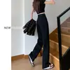 Jeans de Pierna Ancha Negros y Grises para Mujer, Estilo Popular Otoño 2025, Pantalones Rectos de Tiro Alto Sueltos para Petite, Largo hasta el Suelo para Invierno